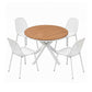 Epiria 4-Seater Table and Chairs Patio Garden Furniture Lattice 5-Piece Outdoor Dining Set - White & Wood