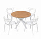 Galatia 4-Seater Table and Chairs Patio Garden Furniture Entwine 5-Piece Outdoor Dining Set - White & Wood