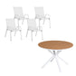 Orelia 6-Seater Table and Chairs Patio Garden Furniture Steel 7-Piece Outdoor Dining Set - White & Wood