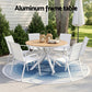 Orelia 6-Seater Table and Chairs Patio Garden Furniture Steel 7-Piece Outdoor Dining Set - White & Wood