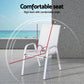 Orelia 6-Seater Table and Chairs Patio Garden Furniture Steel 7-Piece Outdoor Dining Set - White & Wood