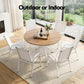 Orelia 6-Seater Table and Chairs Patio Garden Furniture Steel 7-Piece Outdoor Dining Set - White & Wood