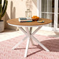 Sedilia Outdoor Dining Table 108CM Aluminum Frame WPC Top Desk Patio Furniture - Wood & White