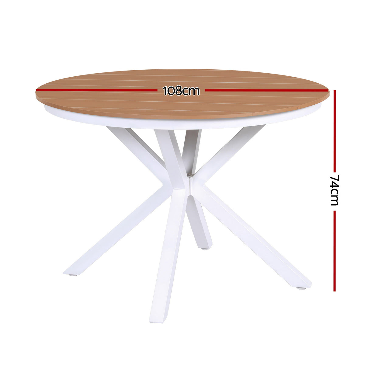 Sedilia Outdoor Dining Table 108CM Aluminum Frame WPC Top Desk Patio Furniture - Wood & White