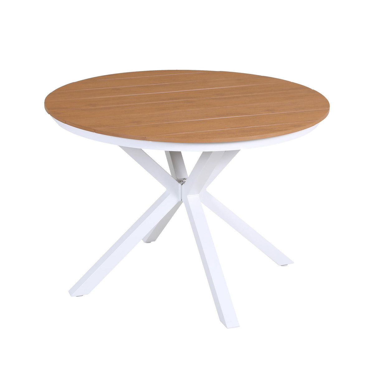 Sedilia Outdoor Dining Table 108CM Aluminum Frame WPC Top Desk Patio Furniture - Wood & White
