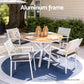 Sedilia Outdoor Dining Table 108CM Aluminum Frame WPC Top Desk Patio Furniture - Wood & White