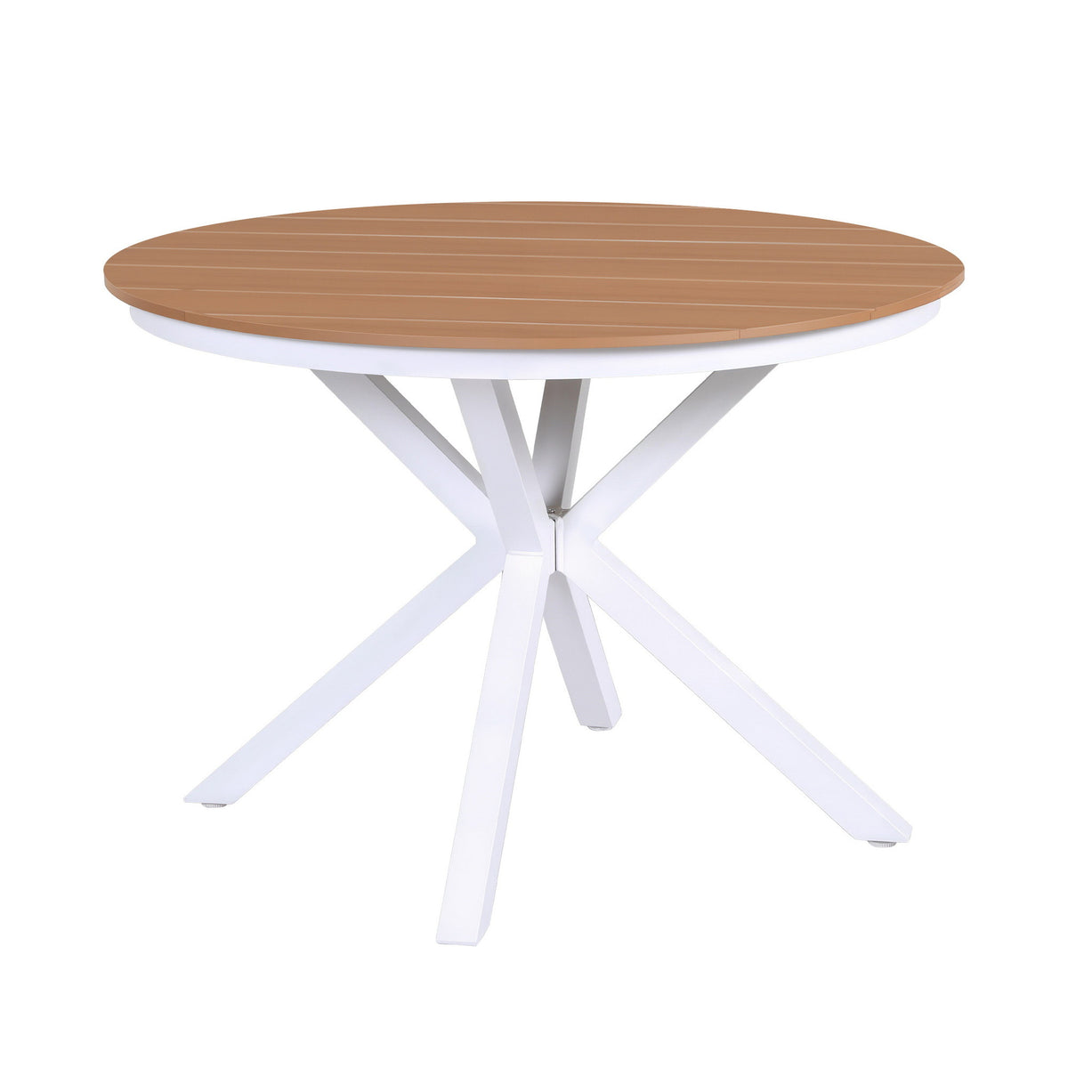 Sedilia Outdoor Dining Table 108CM Aluminum Frame WPC Top Desk Patio Furniture - Wood & White