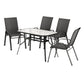 Jovan 4-Seater Outdoor Dining Set Table and Chairs Patio Furniture Bistro Set Garden 5-Piece - Black
