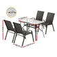 Jovan 4-Seater Outdoor Dining Set Table and Chairs Patio Furniture Bistro Set Garden 5-Piece - Black