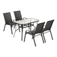 Jovan 4-Seater Outdoor Dining Set Table and Chairs Patio Furniture Bistro Set Garden 5-Piece - Black