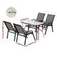 Jovan 4-Seater Outdoor Dining Set Table and Chairs Patio Furniture Bistro Set Garden 5-Piece - Grey