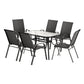 Jovan 6-Seater Outdoor Dining Set Table and Chairs Patio Furniture Garden Bistro Set 7-Piece - Black