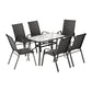 Jovan 6-Seater Outdoor Dining Set Table and Chairs Patio Furniture Garden Bistro Set 7-Piece - Black