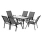 Jovan 6-Seater Outdoor Dining Set Table and Chairs Patio Furniture Garden Bistro Set 7-Piece - Grey