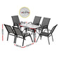 Jovan 6-Seater Outdoor Dining Set Table and Chairs Patio Furniture Garden Bistro Set 7-Piece - Grey