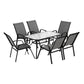 Jovan 6-Seater Outdoor Dining Set Table and Chairs Patio Furniture Garden Bistro Set 7-Piece - Grey