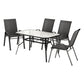 Jovan 4-Seater Outdoor Dining Set Table and Chairs Patio Furniture Bistro Set Garden 5-Piece - Black