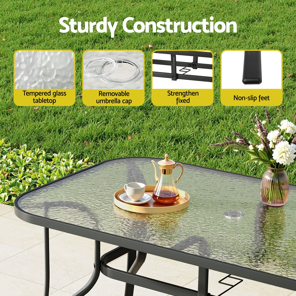Jovan 4-Seater Outdoor Dining Set Table and Chairs Patio Furniture Bistro Set Garden 5-Piece - Black
