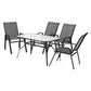 Jovan 4-Seater Outdoor Dining Set Table and Chairs Patio Furniture Bistro Set Garden 5-Piece - Grey