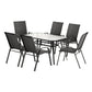 Jovan 6-Seater Outdoor Dining Set Table and Chairs Patio Furniture Bistro Set Garden 7-Piece - Black
