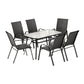 Jovan 6-Seater Outdoor Dining Set Table and Chairs Patio Furniture Bistro Set Garden 7-Piece - Black