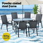 Jovan 6-Seater Outdoor Dining Set Table and Chairs Patio Furniture Bistro Set Garden 7-Piece - Black
