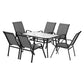 Jovan 6-Seater Outdoor Dining Set Table and Chairs Patio Furniture Bistro Set Garden 7-Piece - Grey