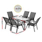 Jovan 6-Seater Outdoor Dining Set Table and Chairs Patio Furniture Bistro Set Garden 7-Piece - Grey