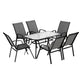 Jovan 6-Seater Outdoor Dining Set Table and Chairs Patio Furniture Bistro Set Garden 7-Piece - Grey