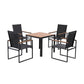 Wystan 4-Seater Outdoor Dining Set Table and Chairs Patio Garden Furniture Bistro 5-Piece - Black