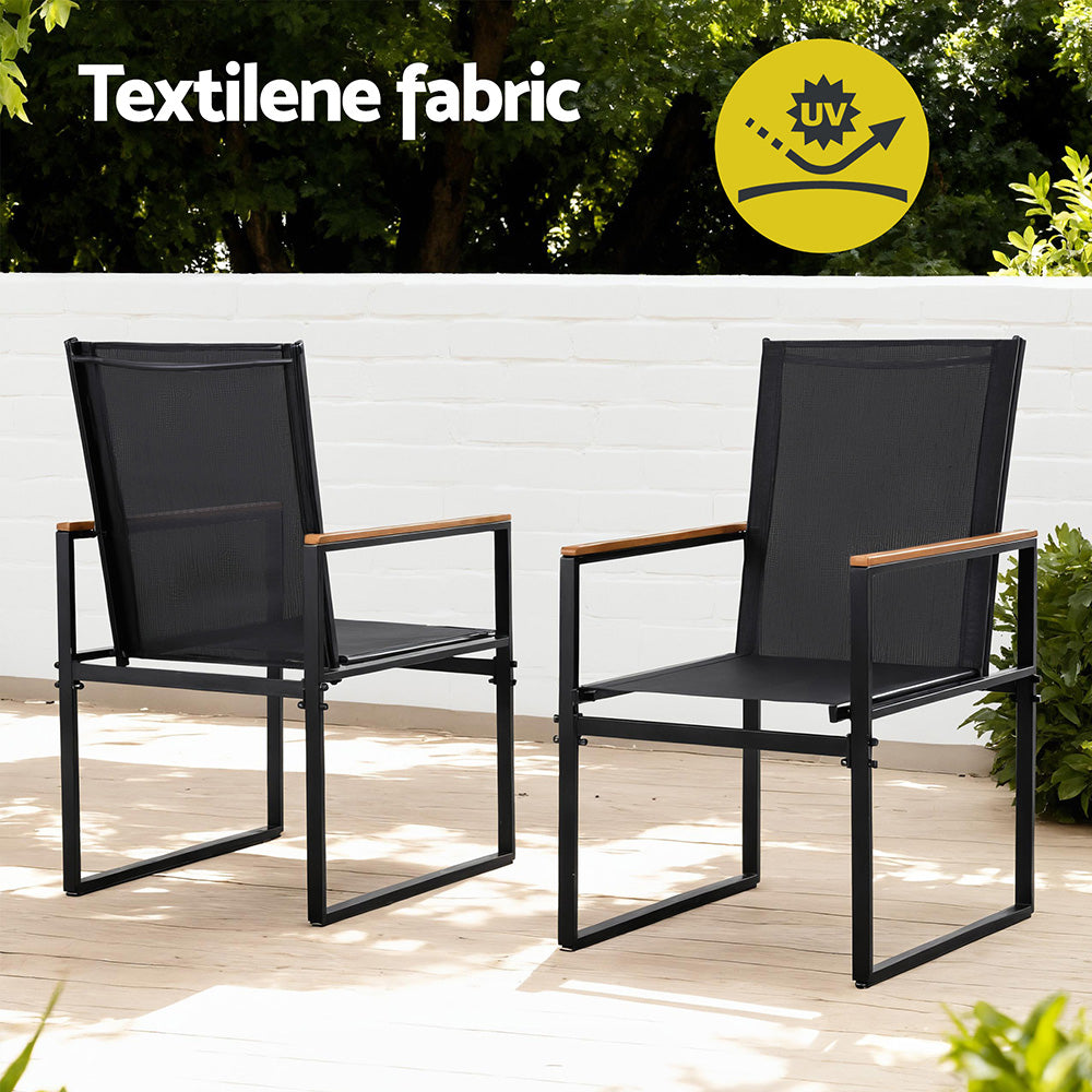 Wystan 4-Seater Outdoor Dining Set Table and Chairs Patio Garden Furniture Bistro 5-Piece - Black