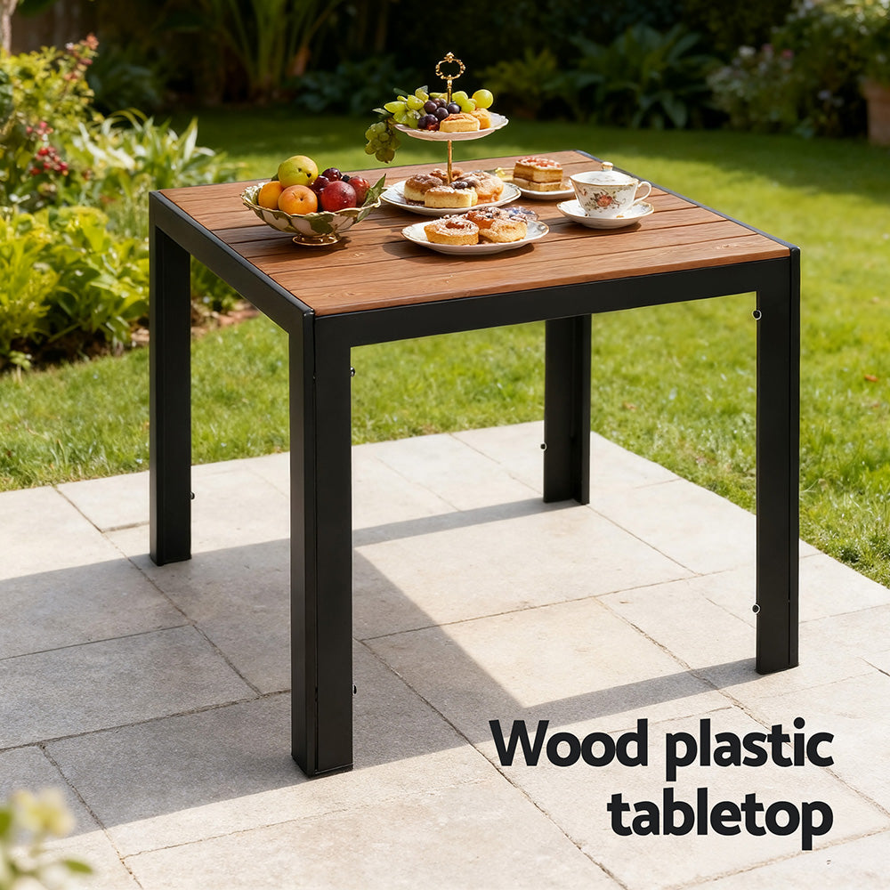 Wystan 4-Seater Outdoor Dining Set Table and Chairs Patio Garden Furniture Bistro 5-Piece - Black