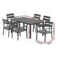 Sarmia 6-Seater Aluminum Table Chairs Setting 7-Piece Outdoor Dining Set - Black