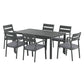 Sarmia 6-Seater Aluminum Table Chairs Setting 7-Piece Outdoor Dining Set - Black