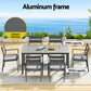 Sarmia 6-Seater Aluminum Table Chairs Setting 7-Piece Outdoor Dining Set - Black