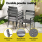 Sarmia 6-Seater Aluminum Table Chairs Setting 7-Piece Outdoor Dining Set - Black