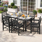 Lacombe 6-Seater Outdoor Dining Set Patio HDPE Table and Chairs Garden Furniture 7-Piece - Black