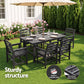 Lacombe 6-Seater Outdoor Dining Set Patio HDPE Table and Chairs Garden Furniture 7-Piece - Black