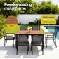 Evorin 6-Seater Outdoor Dining Set Table and Chairs Patio Garden Furniture Bistro Set 7-Piece - Black