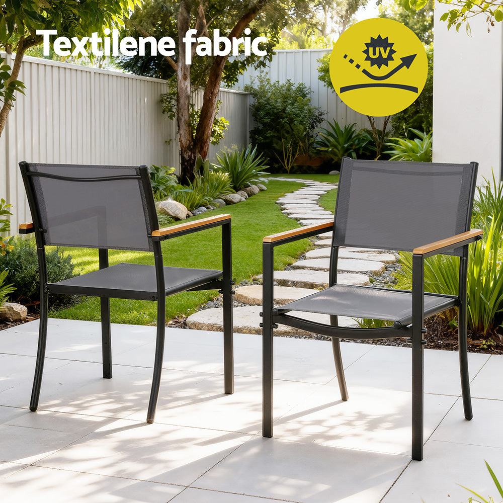 Evorin 6-Seater Outdoor Dining Set Table and Chairs Patio Garden Furniture Bistro Set 7-Piece - Black