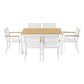 Evorin 6-Seater Table and Chairs Patio Garden Furniture Bistro 7-Piece Outdoor Dining Set - White & Wood