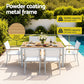 Evorin 6-Seater Table and Chairs Patio Garden Furniture Bistro 7-Piece Outdoor Dining Set - White & Wood