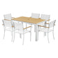 Evorin 6-Seater Table and Chairs Patio Garden Furniture Bistro 7-Piece Outdoor Dining Set - White & Wood