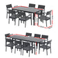 Neris 8-Seater Outdoor Dining Set Aluminum Extendable Table Chairs Patio Furniture 9-Piece - Black