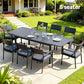 Neris 8-Seater Outdoor Dining Set Aluminum Extendable Table Chairs Patio Furniture 9-Piece - Black