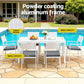 Neris 8-Seater Outdoor Dining Set Aluminum Extendable Table Chairs Patio Furniture 9-Piece - White