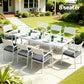 Neris 8-Seater Outdoor Dining Set Aluminum Extendable Table Chairs Patio Furniture 9-Piece - White