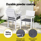 Aletta 4-Seater Aluminum WPC Tabletop Patio Furniture 7-Piece Outdoor Dining Set - White & Wood