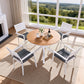 Aletta 4-Seater Aluminum WPC Tabletop Patio Furniture 7-Piece Outdoor Dining Set - White & Wood
