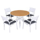 Aletta 4-Seater Aluminum WPC Tabletop Patio Furniture 7-Piece Outdoor Dining Set - White & Wood